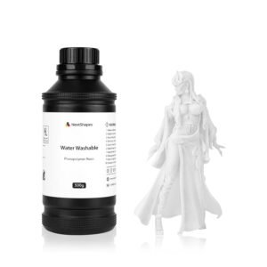Water Washable 3D Printer Resin, Easy to Clean, High Precision 405nm UV Fast Curing Photopolymer Resin for MSLA/DLP/LCD 3D Printing (White, 500g)