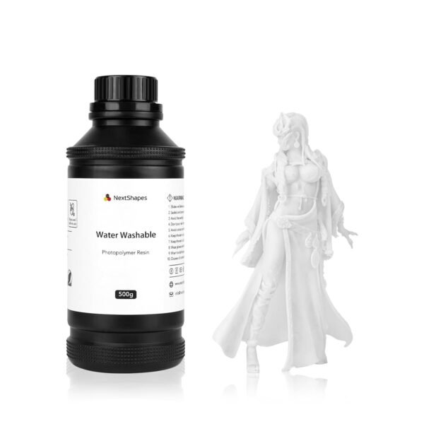 Water Washable 3D Printer Resin, Easy to Clean, High Precision 405nm UV Fast Curing Photopolymer Resin for MSLA/DLP/LCD 3D Printing (White, 500g)