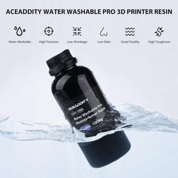 Water Washable Pro Resin - Low Shrinkage 3D Printer Resin, 405nm UV-Curing Water-Washable Photopolymer Printing Resin, High Precision & Easy to Clean (White, 1kg) - Image 2