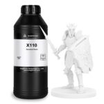 X110 Upgraded Standard 3D Printing Resin, Enhanced Toughness & Strength, Non-Brittle 405nm UV Curing Resin with High Precision for 4K/6K/8K LCD DLP 3D Printers (White, 1kg)