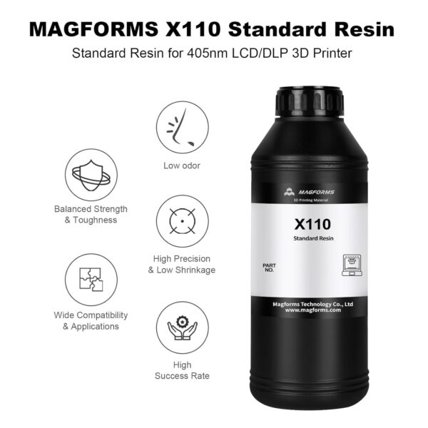 X110 Upgraded Standard 3D Printing Resin, Enhanced Toughness & Strength, Non-Brittle 405nm UV Curing Resin with High Precision for 4K/6K/8K LCD DLP 3D Printers (White, 1kg) - Image 2