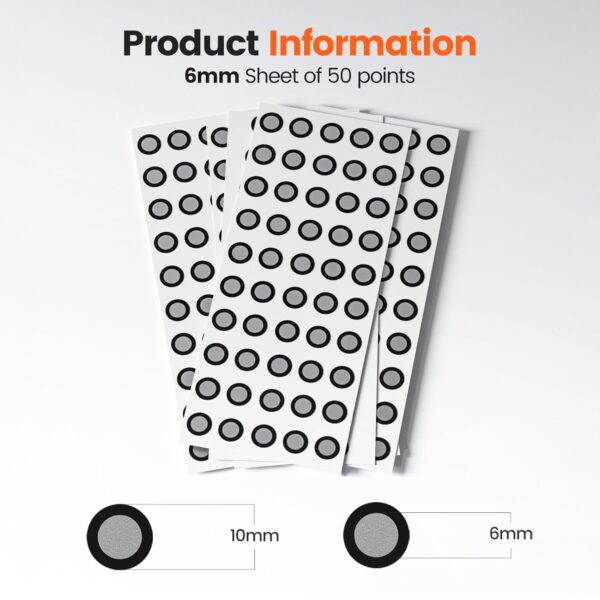 YOOPAI 6.0 mm 3D Scanning Markers for 3D Scanners, 3D Scanning Marker Dot Stickers, Diffuse Markers for 3D Scanners (10 Sheets of 500 dots) - Image 2