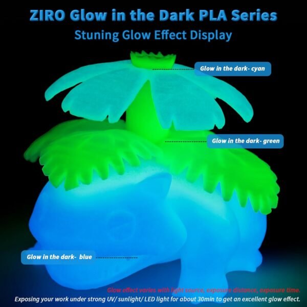 ZIRO Glow in The Dark Filament, PLA Filament 1.75mm, Luminous 3D Printer Material, Strong Glow Effect 1KG(2.2lbs) Spool, Dimensional Accuracy +/- 0.03mm, fit Most FDM 3D Printers, Blue - Image 2