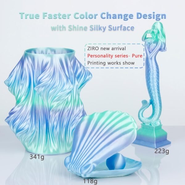 ZIRO Silk Fast Color Changing PLA Filament, Shine Multi Colors Filament 1.75mm, Dimensional Accuracy +/-0.03mm, Fit Most 3D Printers, Personality Pure, 1KG Spool - Image 2