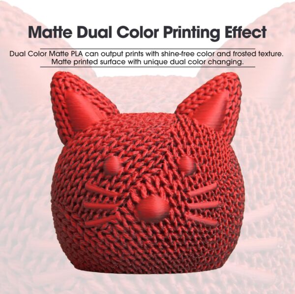 eSUN Dual Color Matte PLA Filament 1.75mm, Matte 3D Printer PLA Filament, 1KG Spool 3D Printing Filament for 3D Printers, Red Black - Image 2