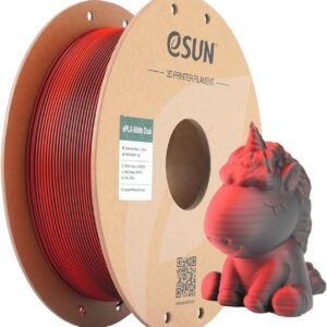 eSUN Dual Color Matte PLA Filament 1.75mm, Matte 3D Printer PLA Filament, 1KG Spool 3D Printing Filament for 3D Printers, Red Black