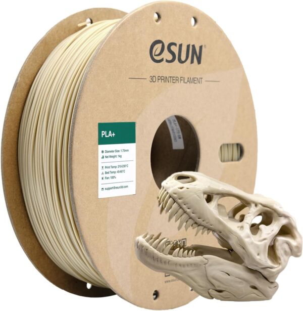 eSUN PLA+ Filament 1.75mm, 3D Printer Filament PLA Plus, Dimensional Accuracy +/- 0.03mm, 1KG Spool (2.2 LBS) 3D Printing Filament for 3D Printers, Bone White