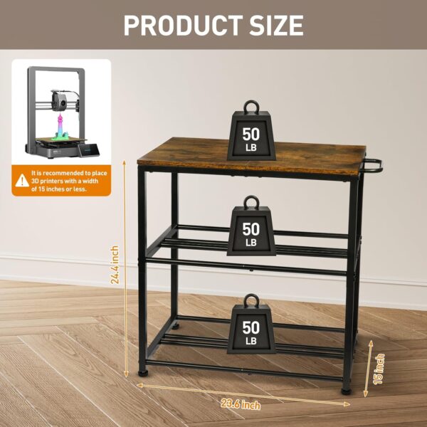 ikkle 3D Printer Filament Storage Rack with Wheels Heavy Duty, 3-Tier Metal Filament Spool Holder, 3D Printer Filament Stand for PLA/ABS/TPU/Nylon, Filaments Organzied for 3D Printing Station, Office - Image 2