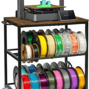 ikkle 3D Printer Filament Storage Rack with Wheels Heavy Duty, 3-Tier Metal Filament Spool Holder, 3D Printer Filament Stand for PLA/ABS/TPU/Nylon, Filaments Organzied for 3D Printing Station, Office