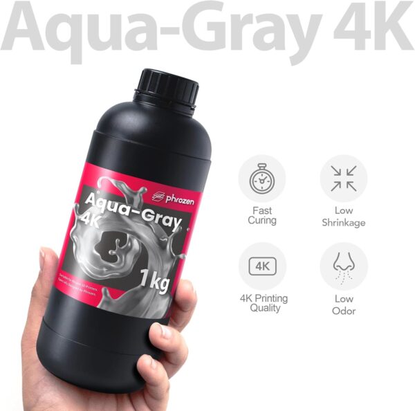 phrozen 3D Printer Rapid Resin [Aqua-Gray 4K], 405nm LCD UV-Curing Standard Photopolymer Resin for High Precision Fast Printing, Low Odor Not Smelly, Non-Brittle (1KG) - Image 2