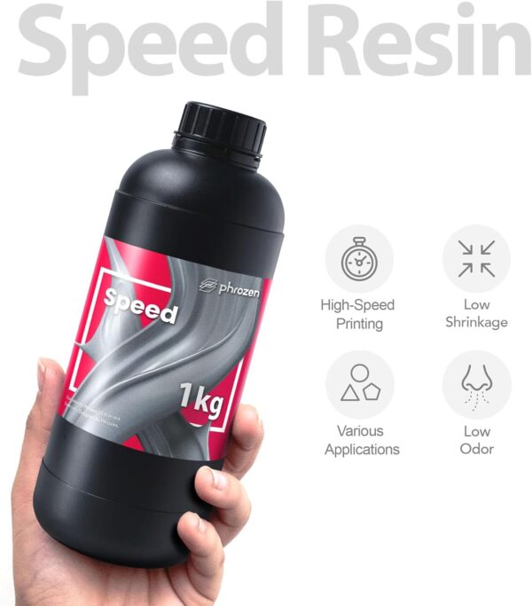 phrozen 3D Printer Rapid Resin [Speed Gray], 405nm LCD UV-Curing Photopolymer Resin, Fast Printing, Low Shrinkage, High Precision, Low Odor, Non-Brittle, Easy to Print (1KG) - Image 2