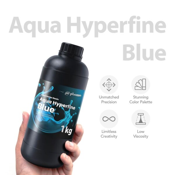 phrozen Aqua Hyperfine Photopolymer Resin for 9K, 12K or Higher Resolution 3D Printers, 405nm LCD UV-Curing 3D Printing with Low Shrinkage & Superior Precision, Smooth Surface Finish (Blue, 1KG) - Image 2