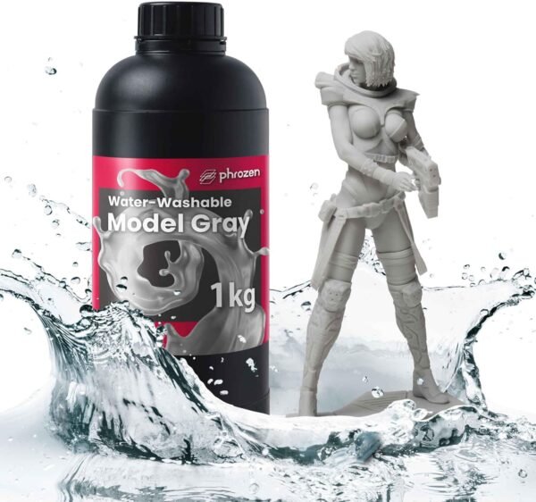 phrozen Water-Washable 3D Printer Resin [Model Gray], 405nm LCD UV-Curing Photopolymer Resin for High Precision Printing, Low Odor, Non-Brittle, Easy to Clean and Cure (1KG)