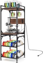 𝐂𝐫𝐚𝐟𝐢𝐭 3D Printer Cabinet with Filament Storage, 3D Printer Stand Table with Filament Spool Holder Rack, Sturdy 3D Printing Shelf Desk, Heavy Duty Workbench for Workshop Studio Office Home