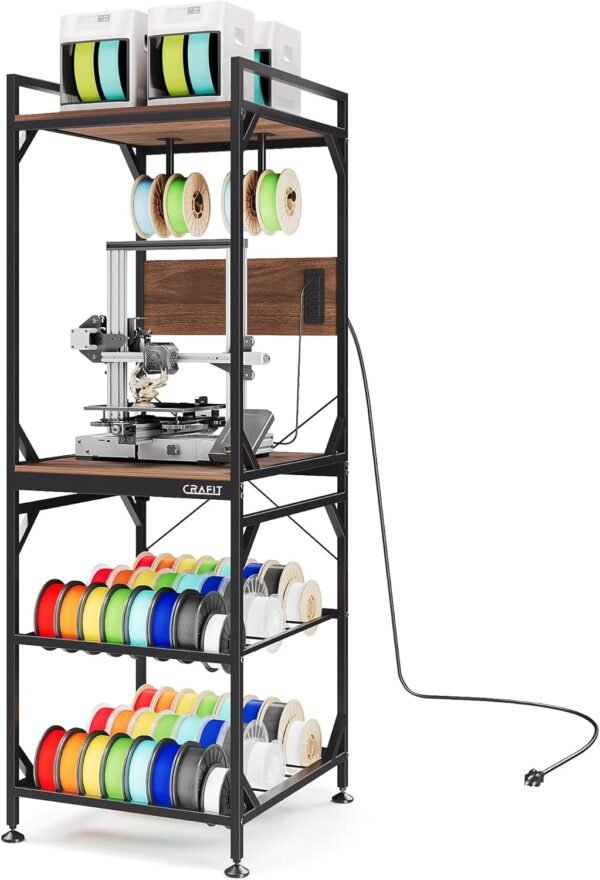 𝐂𝐫𝐚𝐟𝐢𝐭 3D Printer Cabinet with Filament Storage, 3D Printer Stand Table with Filament Spool Holder Rack, Sturdy 3D Printing Shelf Desk, Heavy Duty Workbench for Workshop Studio Office Home