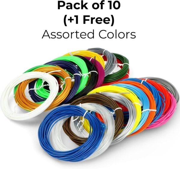 11pcs Multicolor Filament of 3D Pen 5Meter Each | 3D Pen Filament | 3D Pen Refill | 3D Pen for Kids | Compatible with All 3D Pens | 1.75mm | (Set of 10Pcs) + 1Free (Pack of 11) - Image 2