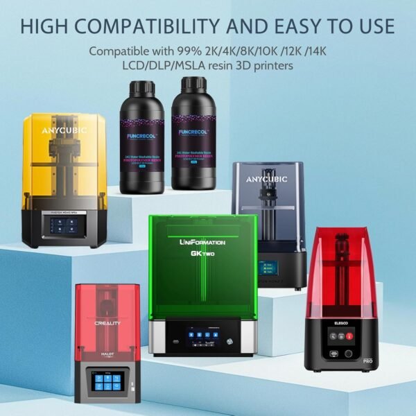 FUNCECOL Water Washable 3D Printer Resin, Easy to Use & Clean, High Precision 3D Printing Resin, 405nm UV-Curing Photopolymer Liquid for MSLA/DLP/LCD 3D Printers, 1000g White - Image 7