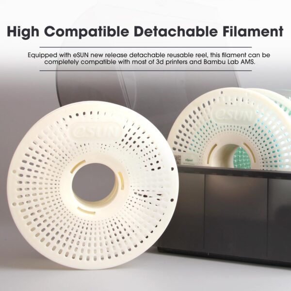 eSUN PLA+ Refilament 1.75mm and Upgarded eSpool+ Set, Reusable and Removable Filament Spool Replacement with 3D Printer Refill PLA Plus, 1KG Spoolless 3D Printing Filament, Bone White - Image 4