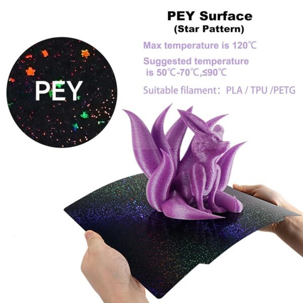 PEO PEY 3D Printer Build Plate for Bambu Lab X1/P1P/P1S/X1C/A1 3D Printers, Smooth Colorful Starry PEY+PEO Build Plate PEI Sheet,Spring Steel Flexible Platform,257x257mm Bambu Labs Heated Bed - Image 4