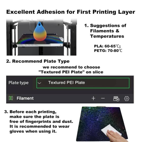 PEO PEY 3D Printer Build Plate for Bambu Lab X1/P1P/P1S/X1C/A1 3D Printers, Smooth Colorful Starry PEY+PEO Build Plate PEI Sheet,Spring Steel Flexible Platform,257x257mm Bambu Labs Heated Bed - Image 5
