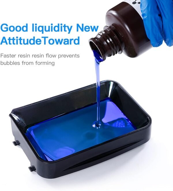 NOVA3D 3D Printer Resin, Low Shrinkage & Lower Odor 405nm UV-Curing 3D Printing Resin, High Precision Photopolyme Resin for All LCD/DLP/MSLA 3D Printers(Clear Blue, 1kg) - Image 3