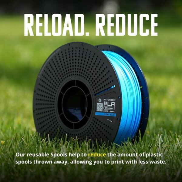 HATCHBOX 1.75mm PLA 3D Printer Filament Refill, Includes 1 Refillable 1 KG Spool for 3D Printing, Dimensional Accuracy +/- 0.03mm, Blue - Image 4