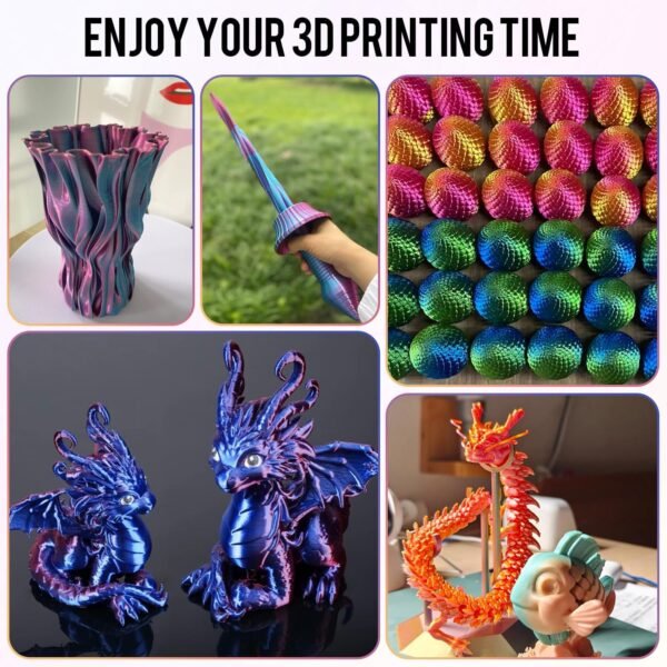 Dynta 3D Printer Filament Silk PLA 1.75mm Dual Color - 6 x 250g Spools Shiny Filament for Most FDM 3D Printer, Easy Printing, Art & Models - Gold/Copper, Blue/Green, Gold/Rose + More? - Image 4