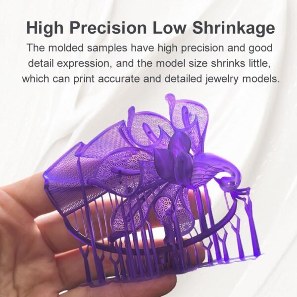 Castable Jewellery Resin for DLP LCD UV-Curing 405nm Resin 3D Printer High Wax 75% Easy to Print Use and Burn High Resolution Making Jewelries and Metal Parts Purple 500G - Image 3