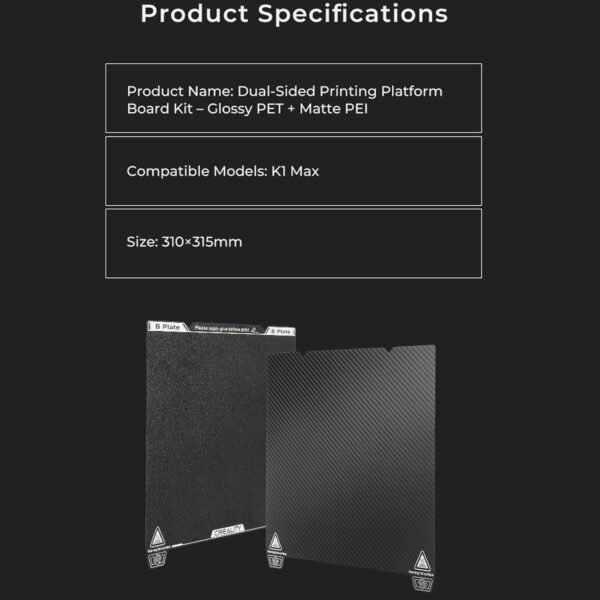 Creality K1 Max Dual-Sided PET + PEI Build Plate, 3D Printer Parts Printing Plate Glossy PET + Matte PEI Flexible Steel Platform for K1 Max, Ender 3 Max/Neo, Ender 3 S1 Plus - Image 7
