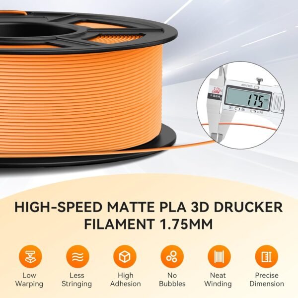 High Speed PLA 3D Printer Filament，Matte PLA Filament 1.75mm for High Speed 50-600mm/s, High Toughness Matte Filament, Olive Green 1KG - Image 7