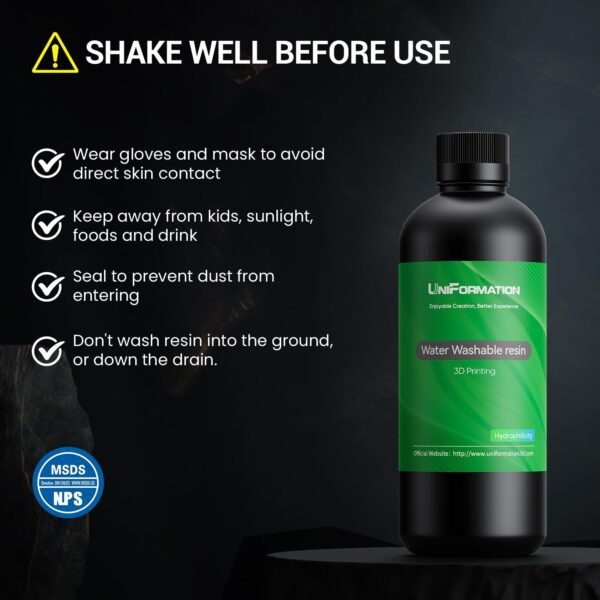 HD Water Washable Resin 2KG Easy to Clean Fast UV Curing 3D Printer Resin Photopolymer Low Viscosity Rapid Resin Liquid with High Precision Suit for SLA/LCD/DLP Print 2x1KG HD Dark Grey - Image 7