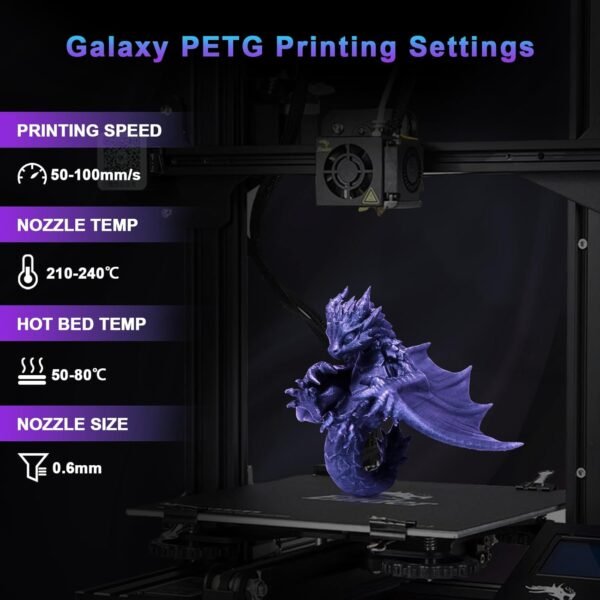 YOUSU 3D Printer Filament Galaxy PETG Filament 1.75mm +/- 0.02mm,Glow in The Dark Laser Chameleon Series 3D Printing Filament Bundle,Multi Color Filament 250g X 4 Color Pack - Image 4