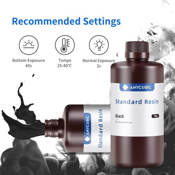 ANYCUBIC 3D Printer Resin, 405nm LCD UV-Curing 3D Resin, High Precision & Rapid Photopolymer Resin for LCD/DLP/SLA Resin 3D Printer (Black, 1kg) - Image 7