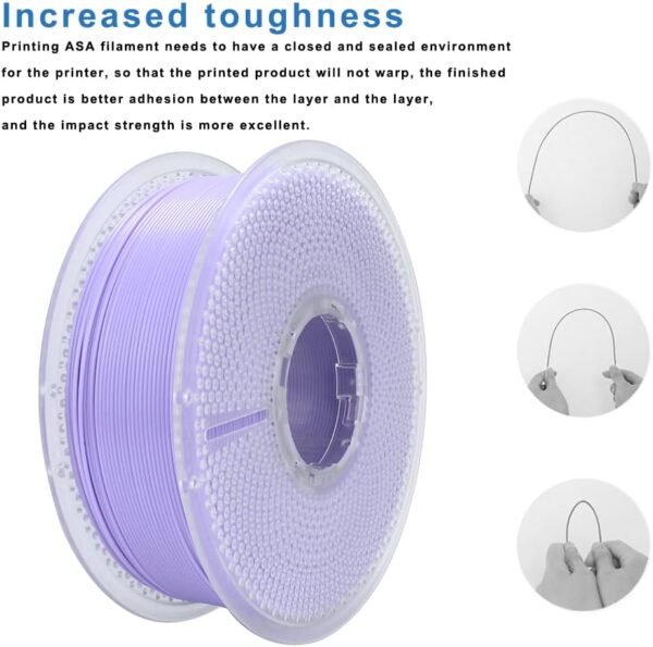 3D Printer Filament, Neatly & Strong 1.75mm Filament for 3D Printing, Accuracy +/- 0.02mm 1KG Spool(2.2lbs), ASA Light Purple 1KG - Image 3