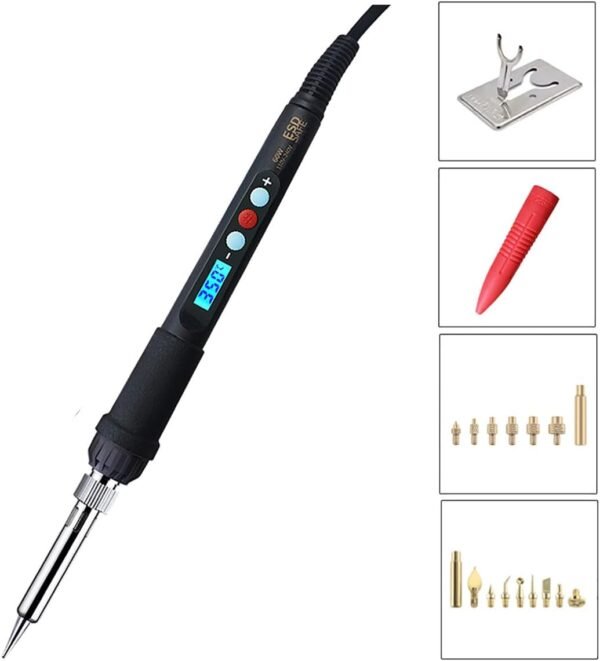 3D Printer Smoothing Tool Kit,3D Printing Modify Finishing Smoothing Solding Welding Iron Tool Cleaning Needle Soldering Iron with 8Pcs Brass Trimming - Image 6