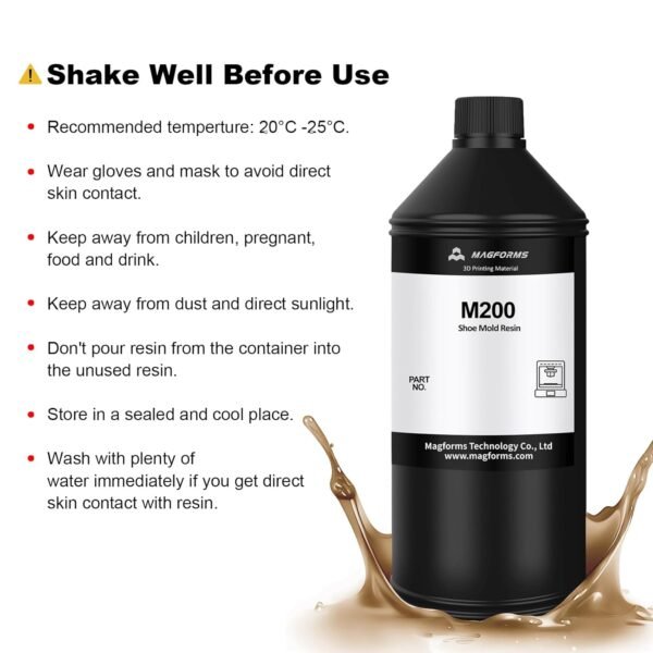 3D Printer Resin M200 for Shoe Mold/Statue, High Precision & Low Shrinkage, Fast Curing 405nm UV Curing Resin for LCD/DLP/MSLA 3D Printers (1kg, Coffee) - Image 8