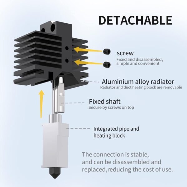 Up to 500°C Upgraded for Bambu Lab Hotend Heater Block for Bambu Lab X1/X1C/P1P/P1S 3D Printer with Removable Hardened Steel 0.4mm Nozzle and Ceramic Heater 3D Printer Hotend - Image 4