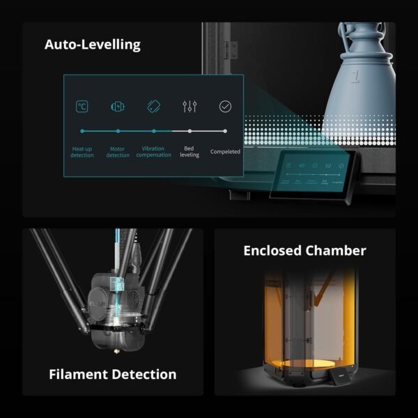 FLSUN T1 Pro FDM 3D Printer, 1000mm/s High-Speed Printing Delta 3D Printer, 60℃ Chamber Heat, Fully Auto Leveling and AI Camera, Support 300°C Print, Large Print Size 11.2"" x11.2 x13 - Image 7