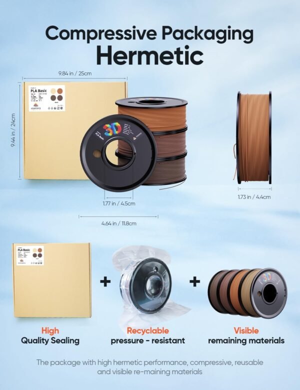 3D Printer Filament Bundle,Wood PLA Filament Bundle,Wood Filament PLA,PLA Filament 1.75mm,3D Filament,3D Printer Accessories,pla Wood,Fit Most FDM 3D Printers,250g X 4 Pack - Image 6