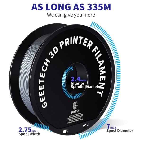 Geeetech PETG Filament 1.75mm, 1 KG (2.2lbs) Spool 3D Printer Filament, High-Toughness, ±0.02mm Accuracy, Neatly Wound & Moistureproof, Non-Clogging Non-Stringing, Fits Most FDM Printers, Silver - Image 4