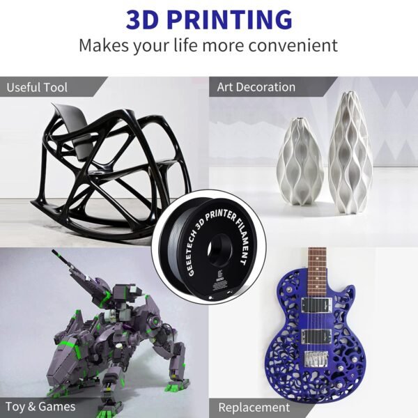 Geeetech PETG Filament 1.75mm, 1 KG (2.2lbs) Spool 3D Printer Filament, High-Toughness, ±0.02mm Accuracy, Neatly Wound & Moistureproof, Non-Clogging Non-Stringing, Fits Most FDM Printers, Silver - Image 5