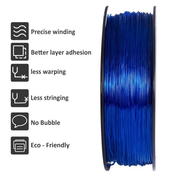Geeetech TPU Filament 1.75mm, Shore 95A Flexible 3D Printer Filament with High Elasticity, 1KG (2.2lbs) Spool, Dimensional Accuracy ±0.03mm, Fits Most FDM Printers, Clear Blue - Image 6
