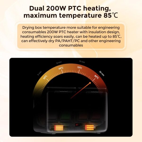 Creality Space Pi X4 Filament Dryer, 4 Spools 3D Printer Filament Dryer Box with Dual PTC Heating, Filament Dehydrator Storage Box for 1.75/2.85mm PLA PETG ABS Nylon PA TPU - Image 4