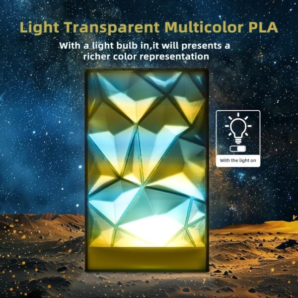 Transparent Multi Rainbow Color Gradient Change PLA 1.75mm 1KG 3D Printing Filament Crystal Rainbow PLA Clear PLA Filament with Cardboard Spool -Galaxy - Image 3