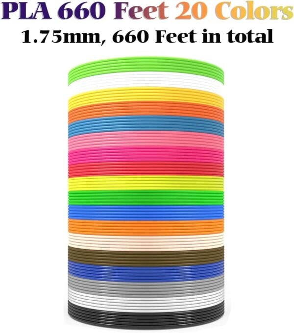 20 Colors 660 Feet 3D Pen Filament, Each Color is 33 feet, 1.75mm PLA 3D Pen Refills for 3D Printing Pen, Compatible with MYNT3D SCRIB3D 3D Printing Pen, Not Support for 3Doodler Pen - Image 3