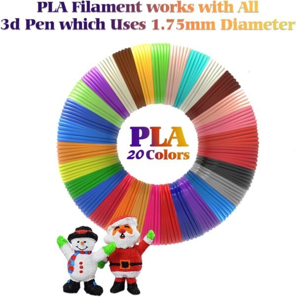 20 Colors 660 Feet 3D Pen Filament, Each Color is 33 feet, 1.75mm PLA 3D Pen Refills for 3D Printing Pen, Compatible with MYNT3D SCRIB3D 3D Printing Pen, Not Support for 3Doodler Pen - Image 4