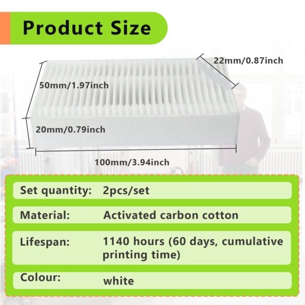 2PCS 3D Printer Air Filter Cartridge for Flashforge Adventurer 5M Pro/Adventurer 5M, Easy to Install 3D Printer Air Filter Set Fits for Adventurer 5M Series 3D Printer - Image 3