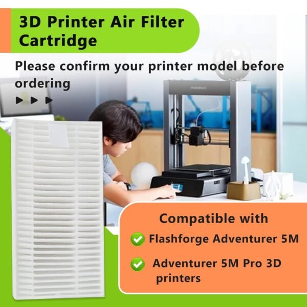 2PCS 3D Printer Air Filter Cartridge for Flashforge Adventurer 5M Pro/Adventurer 5M, Easy to Install 3D Printer Air Filter Set Fits for Adventurer 5M Series 3D Printer - Image 7