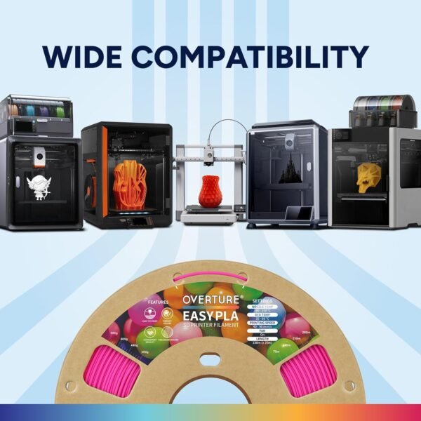 OVERTURE Easy PLA 1.75mm 3D Printer Filament, 1kg PLA Cardboard Spool (2.2lbs), Dimensional Accuracy +/- 0.02mm, Fit Most FDM Printer (Easy Magenta) - Image 6