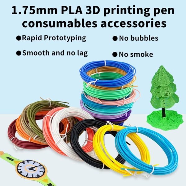 30 Colors 3D Pen Filament PLA Refills Compatible with Most 3D Printing Pens 1.75mm, Each Color 10 Feet,Total 300 Feet 3D Printing Pen Filament - Image 3